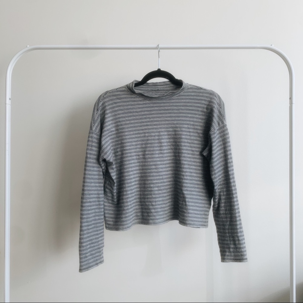 striped mock neck